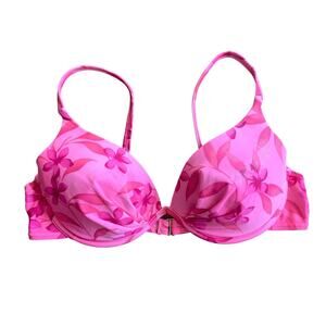 Vintage 90s Y2K Aqua‎ Couture Separates Hot pink shimmery floral bikini top Bra